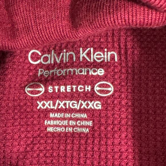 Calvin Klein Womens Thermal Knit Top Size XXL Red Long Sleeve Cropped Turtleneck - Picture 6 of 9